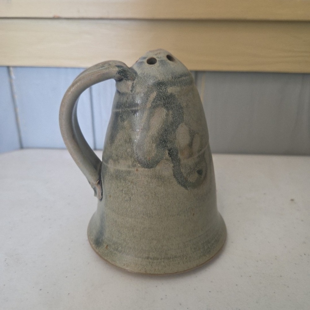Dick Lehman Studio Art Pottery Glazed Green Blue Shaker Hand Thrown Signed